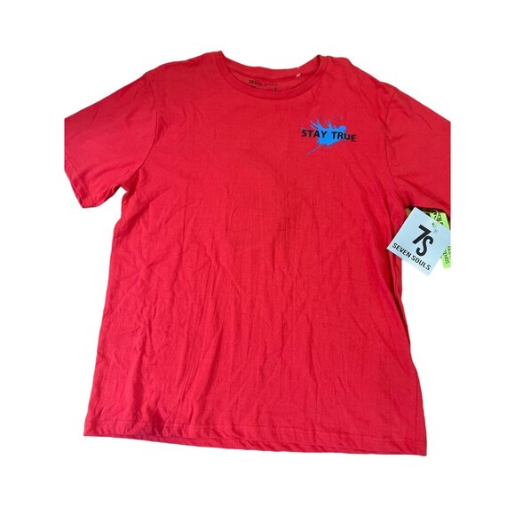 Seven Souls Stay True Until the End of Time Graphic Tee Shirt Size Large Red NWT - Picture 3 of 4